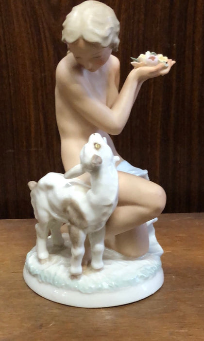 NUDE WITH LAMB BY HUDSCHENREUSHER-AS FOUND FINGER