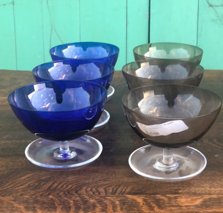 SET OF 6 COLORFUL BLOWN GLASS SHERBETS