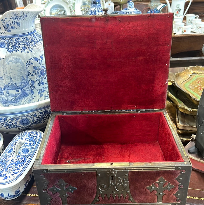 BRASS AND VELVET CHURCH BOX