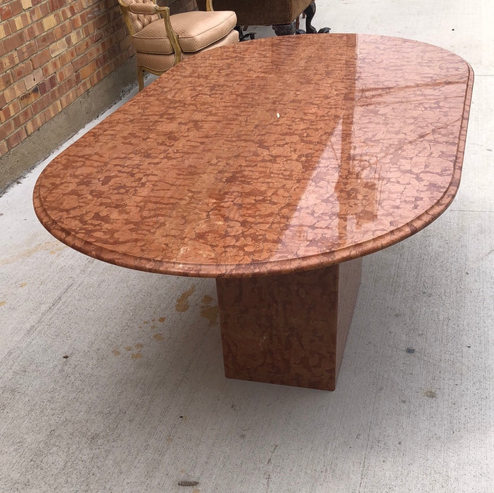 BROWN MARBLE PEDESTAL TABLE