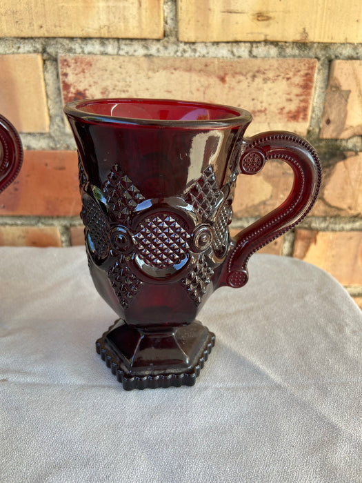 SET OF 5 RUBY GLASS IRISH COFFEE MUGS