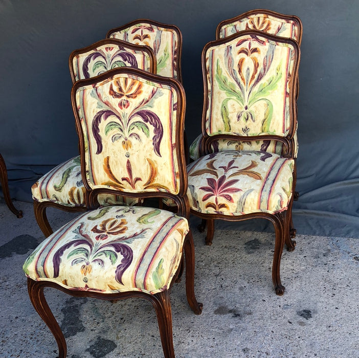 SET OF 5 LOUIS XV CHAIRS WITH YELLOW UPHOLSTERY - AS FOUND