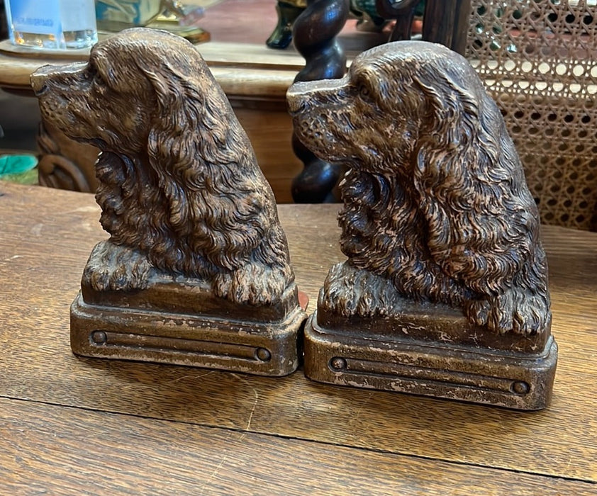 PAIR OF SYROCCO WOOD SPANIEL BOOKENDS