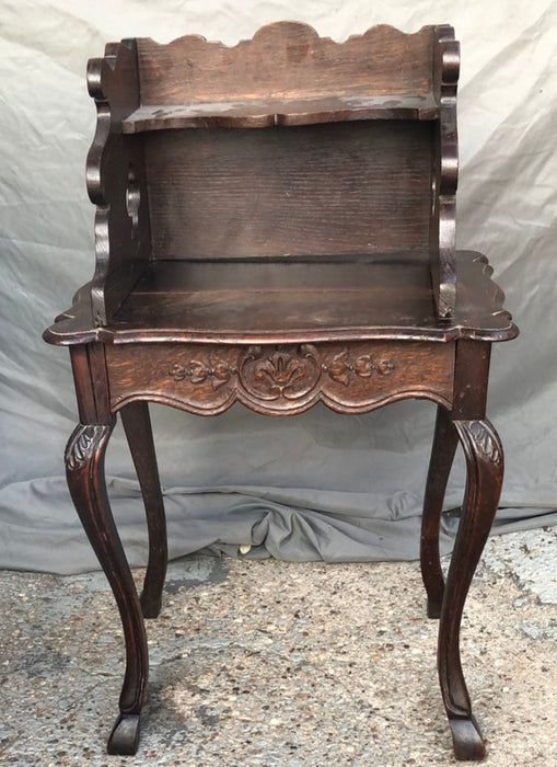 COUNTRY FRENCH OPEN TIERED SIDE TABLE WITH HOOF FEET