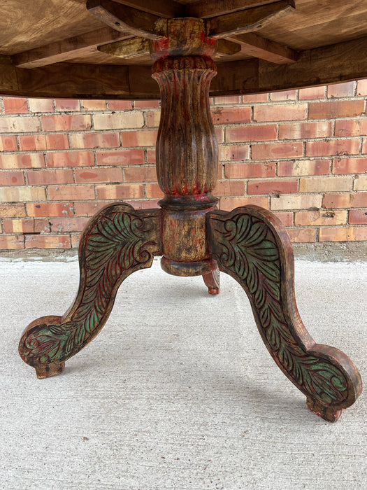 BRAZILIAN ROUND BREAKFAST PEDESTAL TABLE WITH PAINTED DETAIL