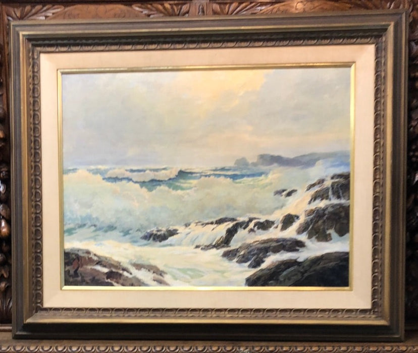 ROBERT WOOD 1953 LARGE SEASCAPE OIL PAINTING