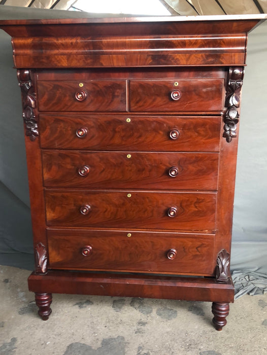 FLAME MAHOGANY 6 DRAWER OGEE CHEST