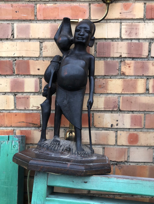 LARGE CARVED AFRICAN FIGURAL LAMP