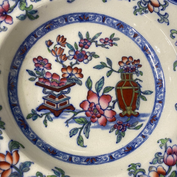 POONA POLYCHROME STAFFORDSHIRE ASIAN FLORAL TRANSFERWARE BOWL