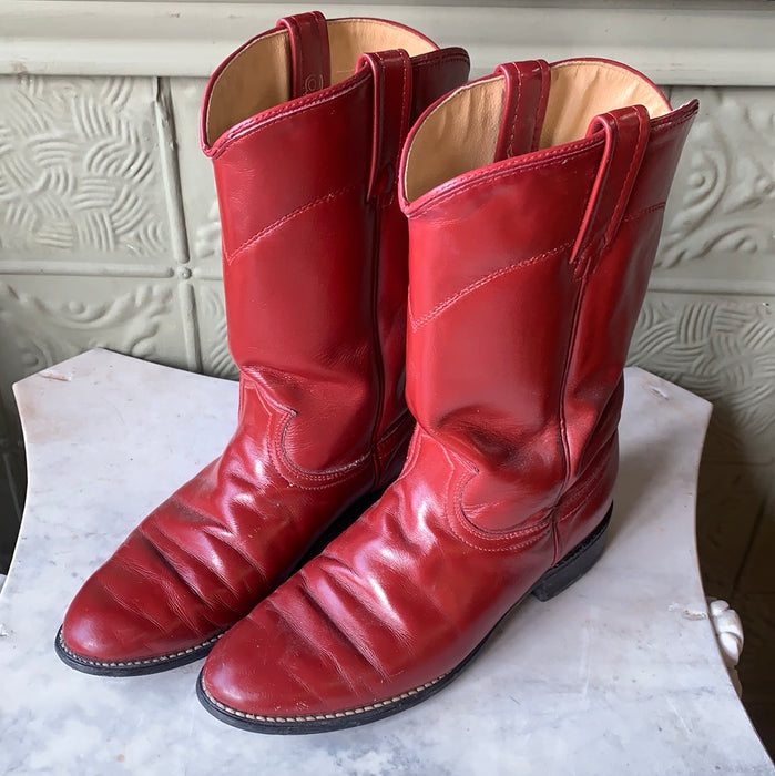 RED LEATHER COWBOY BOOTS