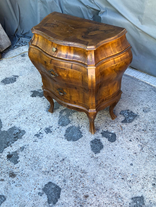 ITALIAN WALNUT INLAID BOMBE SIDE CHEST