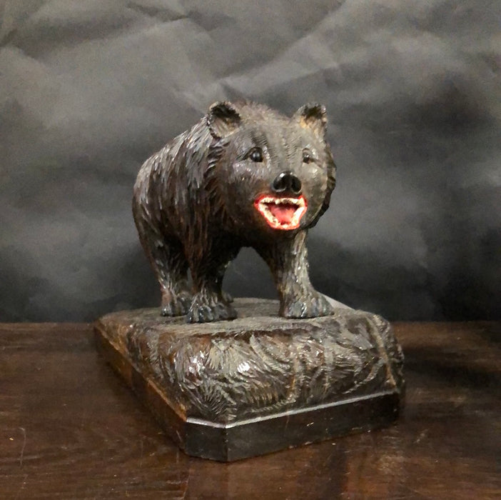 CARVED BLACK FOREST BEAR ON PLATFORM