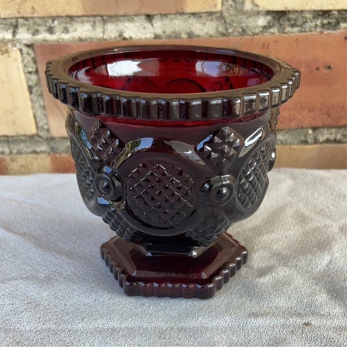 SMALL FOOTED RUBY GLASS BOWL