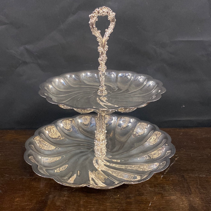 SILVERPLATE 2 TIER ROUND TRAY
