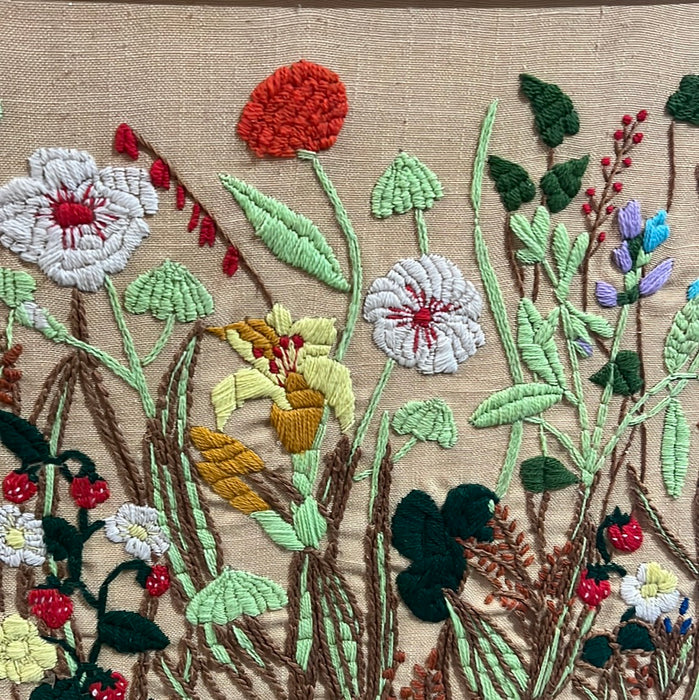 HORIZONTAL FLOWER GARDEN NEEDLEPOINT WALL HANGING