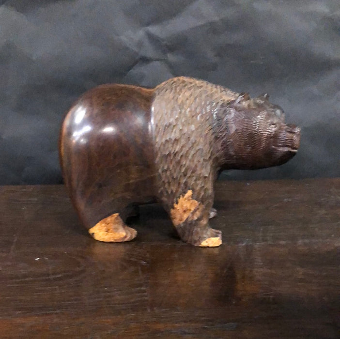 CARVED ROSEWOOD BEAR FIGURE