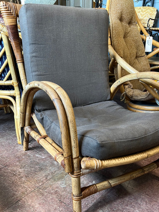 BAMBOO LOUNGE ARM CHAIR WITH BROWN CUSHION