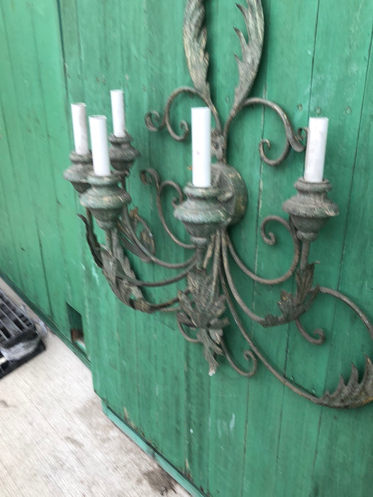 LARGE GREEN ITALIAN STYLE IRON SCONCE - NOT OLD