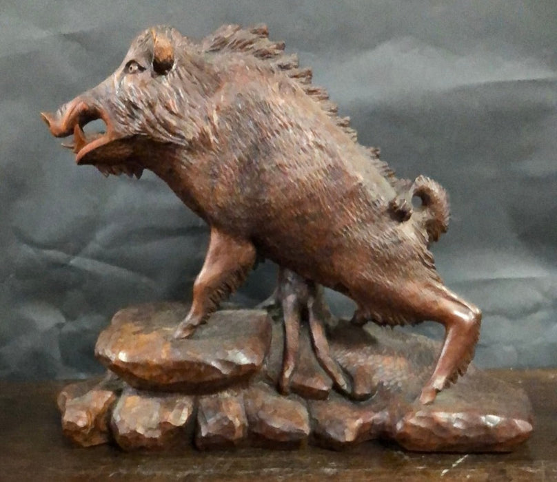 FABULOUS CARVED WOOD BOAR