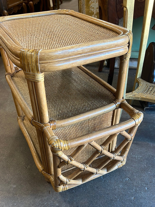 3 TIER RATTAN END TABLE WITH MAGAZINE RACK