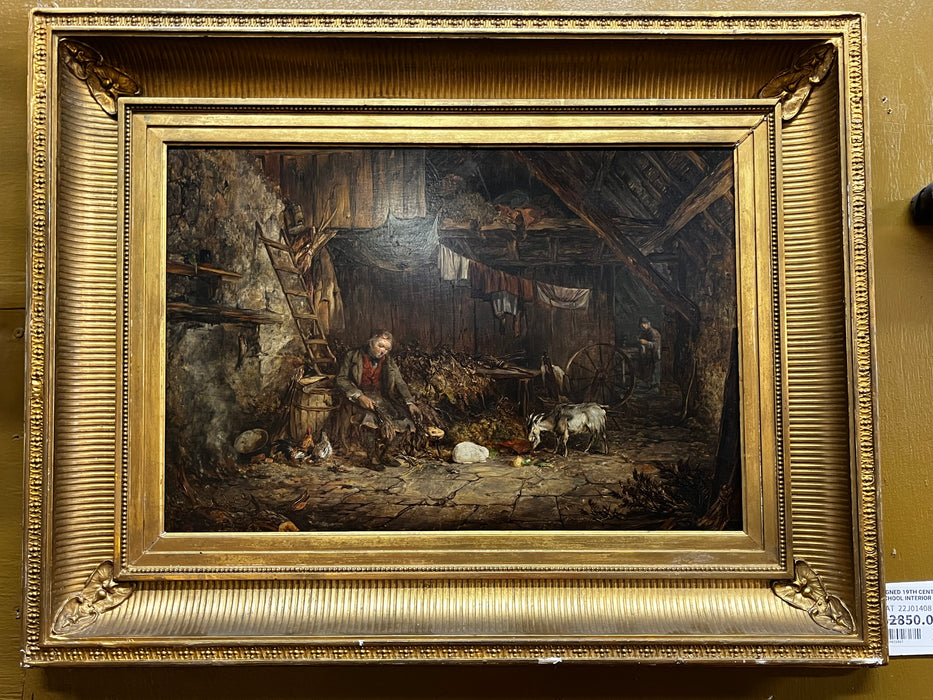SIGNED 19TH CENTURY GERMAN SCHOOL INTERIOR OF BARNON PANEL