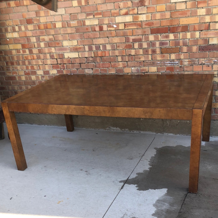 MCM LARGE BURLED STRAIGHT LINES DINING TABLE WITH 2 LEAVES