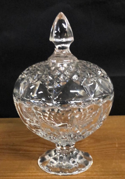 PRESSED GLASS SMALL LIDDED FOOTED DISH