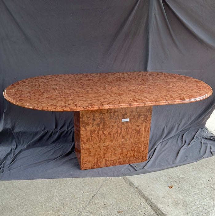 BROWN MARBLE PEDESTAL TABLE