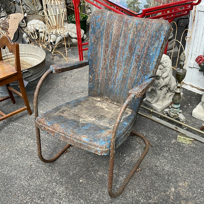 SHELL BACK METAL MOTEL CHAIR 1950'S - AS FOUND