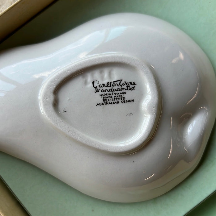 CARLTON WARE PEAR DISH AND SPOON SET IN BOX