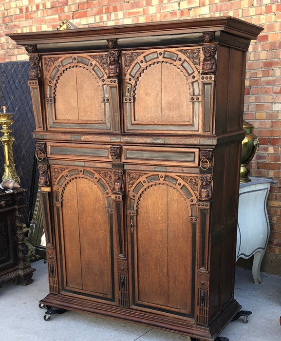 EARLY RENAISSANCE CABINET WITH 4 ARCHED DOORS AND EBONY INLAY