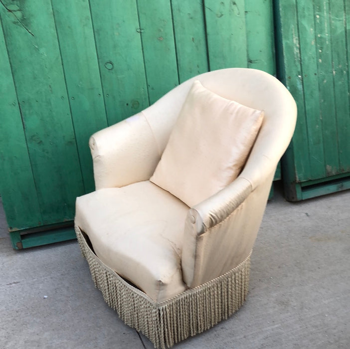 PAIR OF FRENCH CRAPAUD FORM ARM CHAIRS AS FOUND