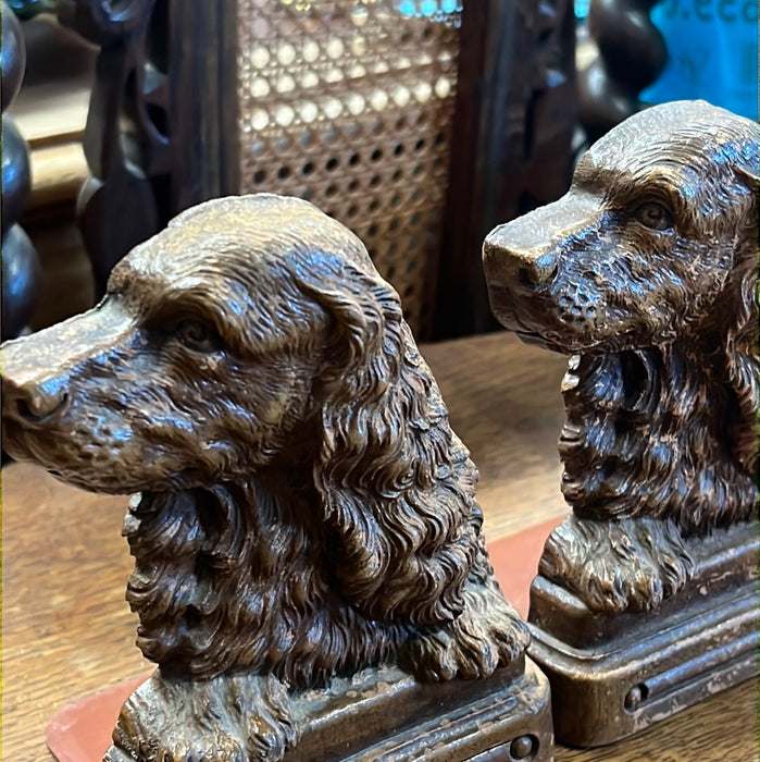 PAIR OF SYROCCO WOOD SPANIEL BOOKENDS