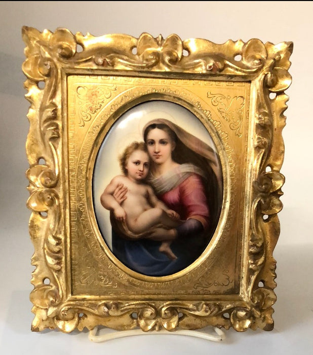 PORCELAIN MADONNA AND CHILD PLAQUE