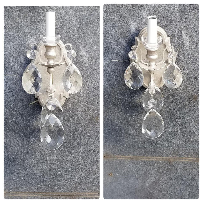 PAIR OF SILVER COLOR AND PRISM SCONCES