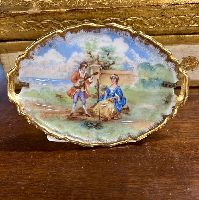 TINY HAND PAINTED FRENCH COURTSHIP PLATE