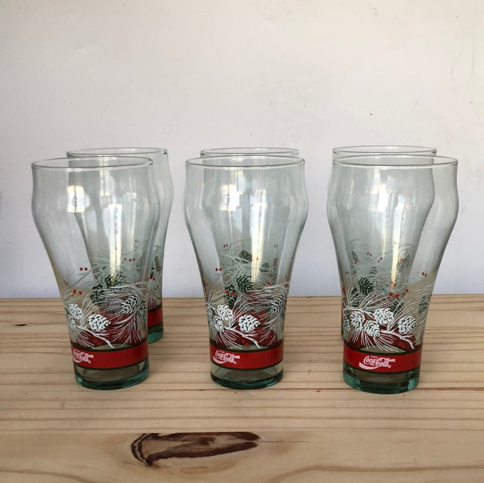 Set  6–16 ounce pine cone Coca-Cola glasses