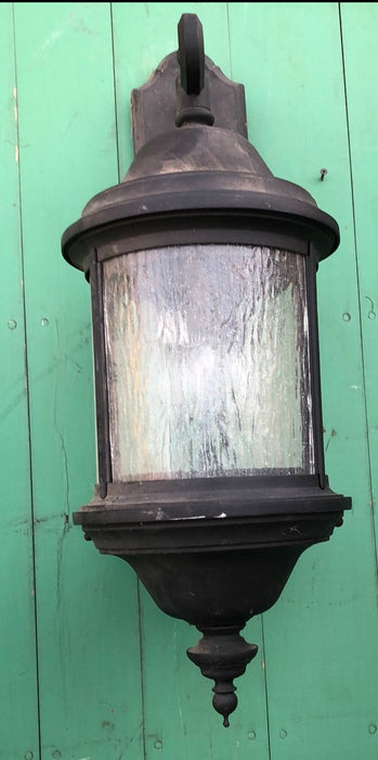 SINGLE CYLINDER EXTERIOR  METAL SCONCE LIGHT WITH TEXTURED GLASS