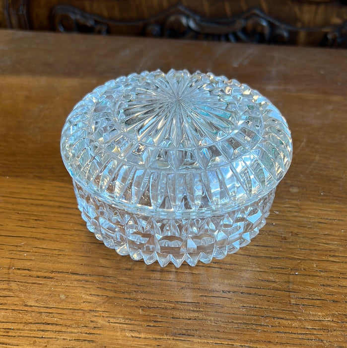 PRESSED GLASS LIDDED ROUND BOX