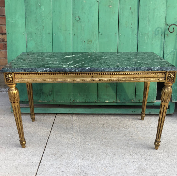 LOUIS XVI GILTWOOD AND MARBLE TOP COFFEE TABLE