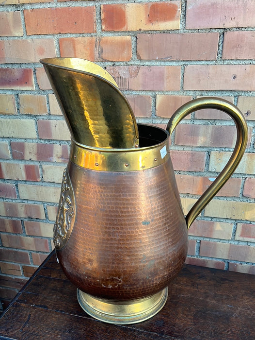 LARGE COPPER WITH BRASS CREST UMBRELLA HOLDER