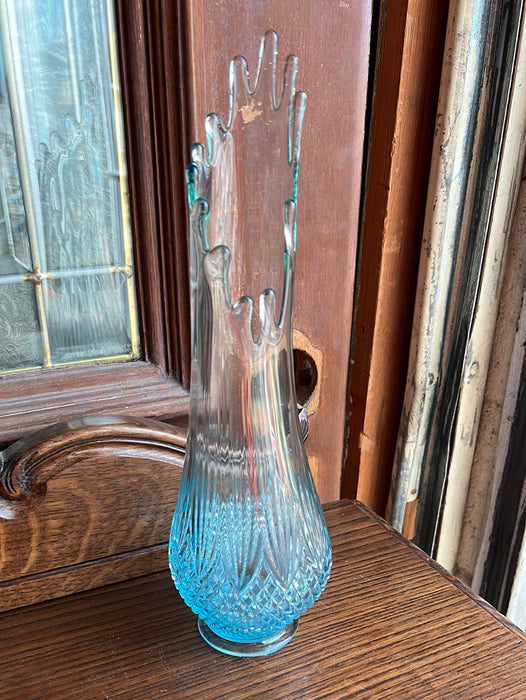 AQUA BLUE ART GLASS VASE