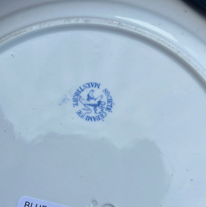 BLUE AND BLACK TRANSFERWARE IRONSTONE PLATE - EACH