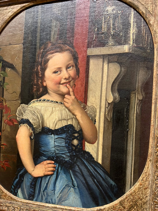 PHILLIP HOYALL 1867 LISTED ARTIST PAINTING OF LITTLE GIRL