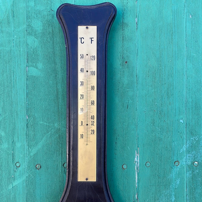BANJO SHAPED BAROMETER, HYGROMETER AND (BROKEN) THERMOMETER