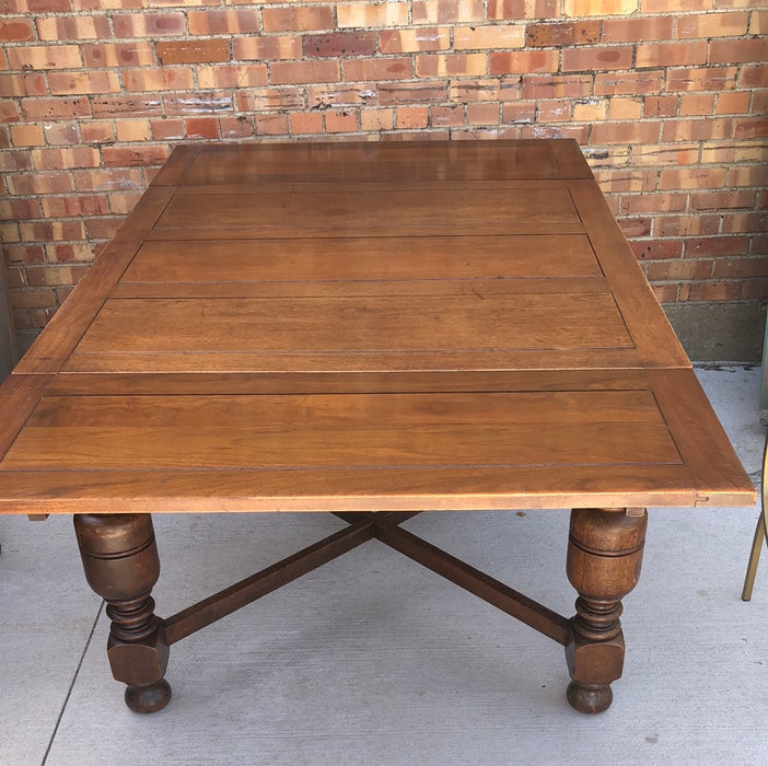 LARGE ENGLISH OAK DRAWLEAF TABLE