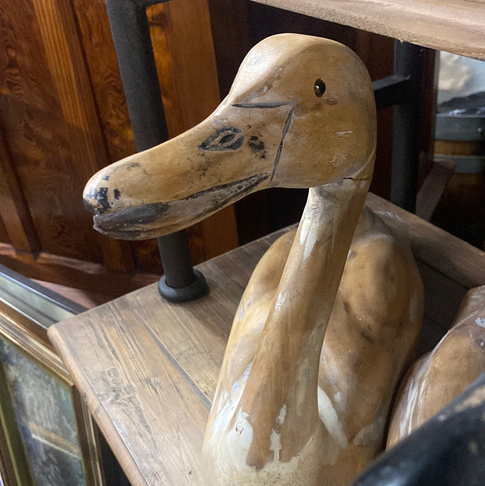 CARVED WOOD GOOSE WITH GLASS EYES - EACH