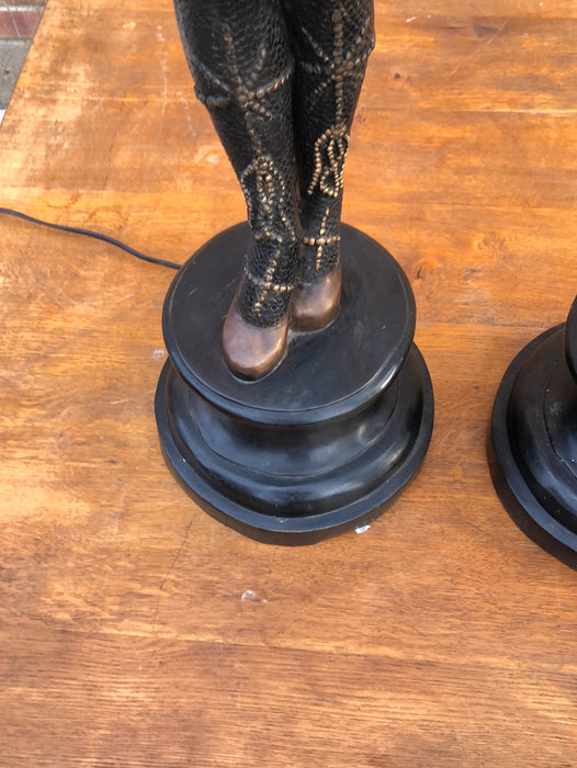 PAIR OF CAST BRONZE FIGURAL LAMPS