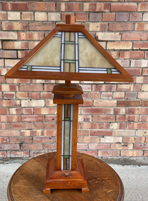 MISSION STYLE STAINED GLASS LAMP