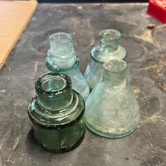 GLASS INKWELLS EACH